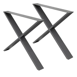 2 jambes pieds de table/ banc industriels piétement gris X Design 60×72 cm acier