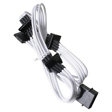 BitFenix Alchemy White – Câble d’alimentation gainé – Molex vers 4x SATA – 20 cm