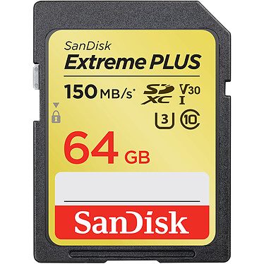 SanDisk Carte mémoire SDXC Extreme PLUS UHS-1 U3 V30 64 Go