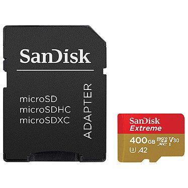 SanDisk Extreme microSDXC UHS-I U3 A2 V30 400 Go + Adaptateur SD