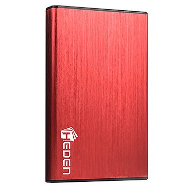 Heden boitier externe USB 3.0 en aluminium brossé pour disque dur 2.5” SATA III (coloris rouge)