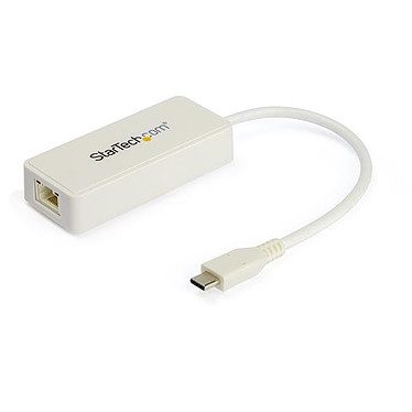 StarTech.com Adaptateur USB-C vers Gigabit Ethernet avec port USB – Blanc