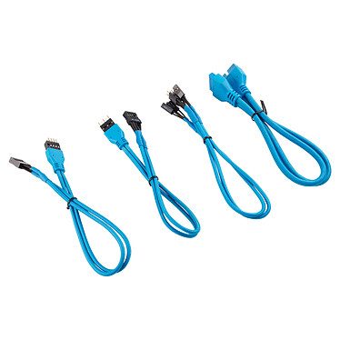 Corsair – Kit d’extension gainé pour panneau avant (30 cm) – Bleu