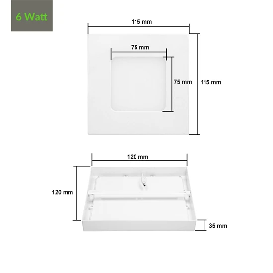 ECD Germany Plafonnier LED 6W AC 220-240 V 342 Lumens 120 x 39 mm Angle de 160 ° IP53 blanc chaud angulaire