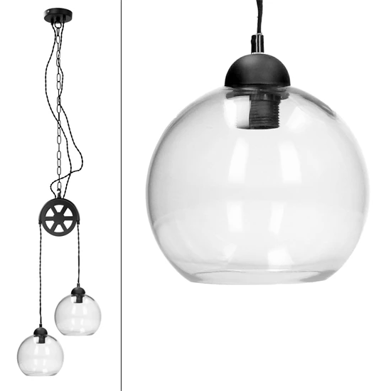 Lampe suspendue en métal E27 avec ampoule 4W 2 flammes