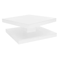 Table basse avec plateau pivotant à 360° 78x78x36 blanc en panneau de particules ML-Design