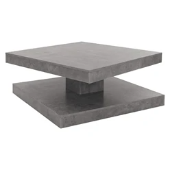 Table basse avec plateau pivotant à 360° 78x78x36 cm gris en panneau de particules ML-Design