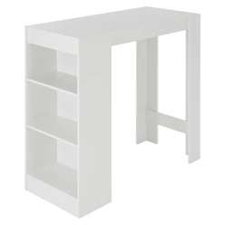 ML-Design table de bar blanche, 110x50x103 cm, avec 3 étagères, en aggloméré