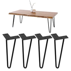 ML-Design Jeu de 4 pieds de table, 20,5 cm, noir, en métal thermolaqué