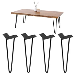 ML-Design Jeu de 4 pieds de table, 36 cm, noir, en métal thermolaqué