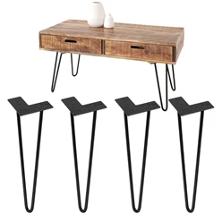 ML-Design Jeu de 4 pieds de table, 45 cm, noir, en métal thermolaqué