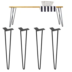 ML-Design Jeu de 4 pieds de table, 71 cm, noir, en métal thermolaqué