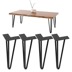 ML-Design Jeu de 4 pieds de table, avec 3 entretoises, 20,5 cm, noir, en métal thermolaqué