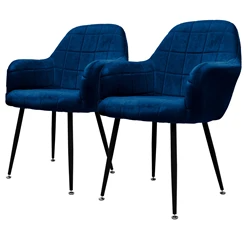 ML-Design set de 2 chaises de salle à manger, bleu foncé, avec dossier et accoudoirs