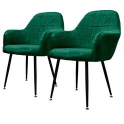 ML-Design set de 2 chaises de salle à manger, vert foncé, avec dossier et accoudoirs