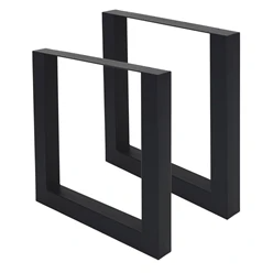 ML-Design Jeu de 2 pieds de table noirs, 70×72,5 cm, en acier thermolaqué