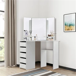 Table de toilette ML-Design avec éclairage LED, blanc, 110×141,5×54 cm, en panneau de particules MDF