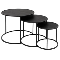 Set de 3 tables d’appoint noires en MDF aggloméré et métal ML-Design