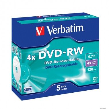 DVD VERBATIM PACK 5 DVD-RW JC