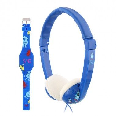 CASQUE ENFANT T’NB BUNKIDBL BLEU + MONTRE