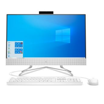 PC Tout en un HP 24-df0076nf 23,8″ Intel Core i3 4 Go RAM 128 Go SSD + 1 To SATA Blanc neige