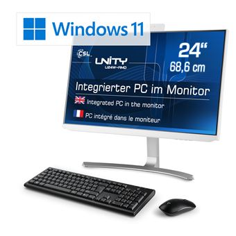 PC tout-en-un CSL Unity U24W-AMD / 4300GE / 500 Go / 8 Go RAM / Windows 11 Pro