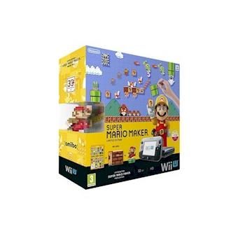 Pack Console Nintendo Wii U Noir + Super Mario Maker + Figurine Amiibo Mario Anniversaire