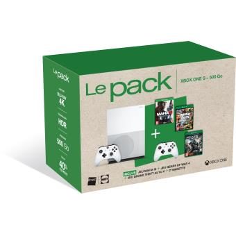 Pack Fnac Console Xbox One S 500 Go + Mafia III + GTA V + Gears of War 4 + Manette Sans fil Blanche