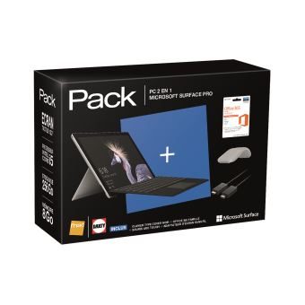 Pack Fnac PC Hybride Microsoft Surface Pro 12.3″ Tactile + Etui Clavier + Souris + Adaptateur d’écran + Office 365 Famille 5 PC Windows/Mac