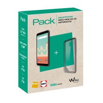 Pack Fnac Smartphone Wiko View GO Double SIM 16 Go Anthracite + Coque