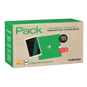 Pack Fnac Tablette Samsung Galaxy Tab A6 10.1″ 32 Go WiFi Blanc + Carte Micro SD Evo Plus 64 Go