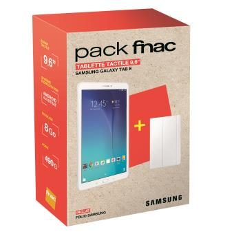 Pack Fnac Tablette Samsung Galaxy Tab E 9.6″ 8 Go Blanc + Etui Folio Blanc