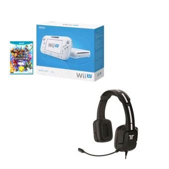 Pack Nintendo Console Wii U Basic Blanc + Super Smash Bros + Casque micro Kunai Noir Tritton Technologies pour Wii U et 3DS