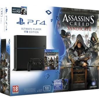 Pack Sony Console PS4 1 To Noire + Assassin’s Creed Syndicate + Watch Dogs