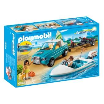 Playmobil Summer Fun 6864 Voiture avec bateau et moteur submersible