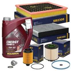 Inspektionspaket Opel + 5Liter Öl 5w30 Combi ll