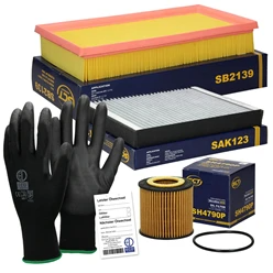 Ensemble de filtres Seat Skoda VW avec gants de mécanicien