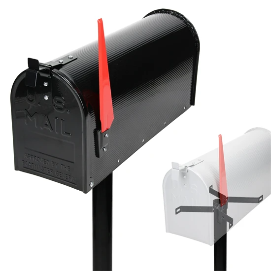 ML-Design US Mailbox avec drapeau pivotant et support, noir, en aluminium