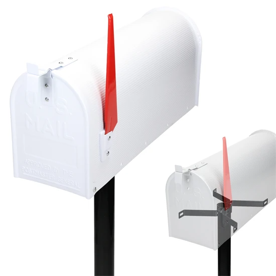 ML-Design US Mailbox avec drapeau pivotant et support, blanc, en aluminium