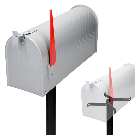 ML-Design US Mailbox avec drapeau pivotant et support, gris, en aluminium