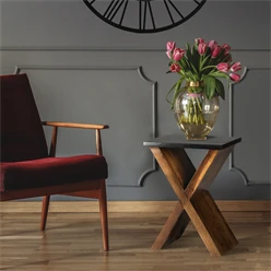 Table d’appoint WOMO-DESIGN X-shape brown, 45x30x60 cm, en bois d’acacia massif