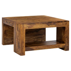 Table basse 70x70x40 cm Naturel en bois de sheesham WOMO-Design