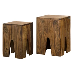 Set de 2 tables d’appoint Nature en bois de sheesham massif WOMO-Design