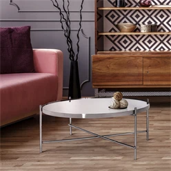 Table basse WOMO-DESIGN argent, Ø 75×35 cm, métal et verre