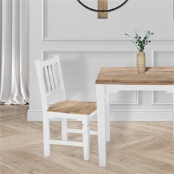 WOMO-DESIGN set de 2 chaises naturel/blanc, 45x45x90 cm, en bois de manguier massif