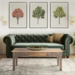 WOMO-DESIGN Table basse avec tiroir, 117×45,5×70 cm, bois de manguier massif