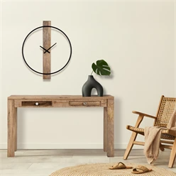 Table console WOMO-DESIGN marron avec 2 tiroirs à l’épaule, 76x132x40 cm, en bois massif de manguier et MDF