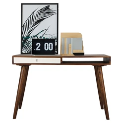 Bureau avec tiroir et compartiment ouvert 117x75x60 cm brun en bois tropical WOMO-Design