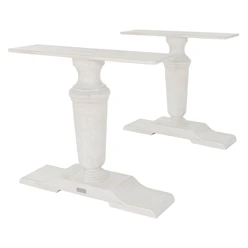 Pieds de table, lot de 2 80x72x21 cm Blanc en bois massif WOMO-Design