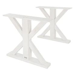 Pieds de table, lot de 2 80×72,5×16,5 cm Blanc en bois massif WOMO-Design